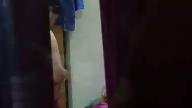 Sexy ass mom dress change caught by son from next room