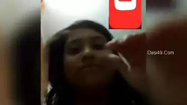 Young Indian woman shows off her XXX tits for online fan on phone camera