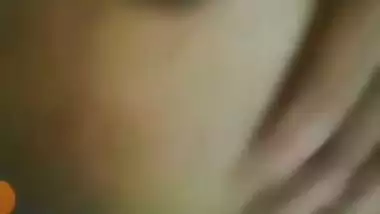 Selfie video call of sexy girlfriend showing nude body