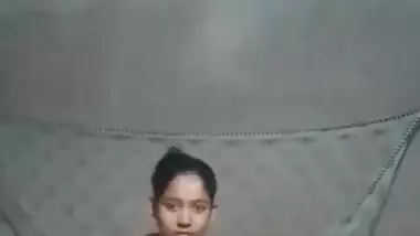 Beautiful cute innocent girl making nude video for Bf